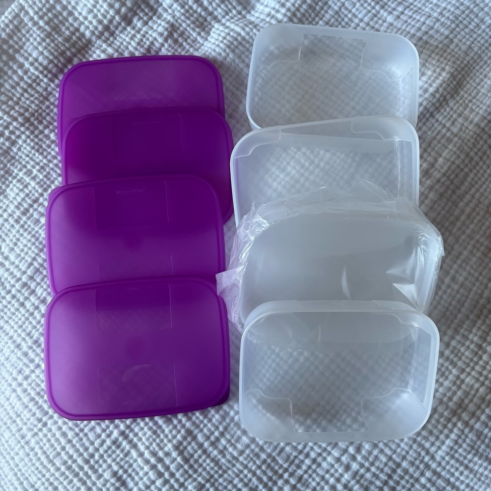 Purple and Clear Tupperware Containers